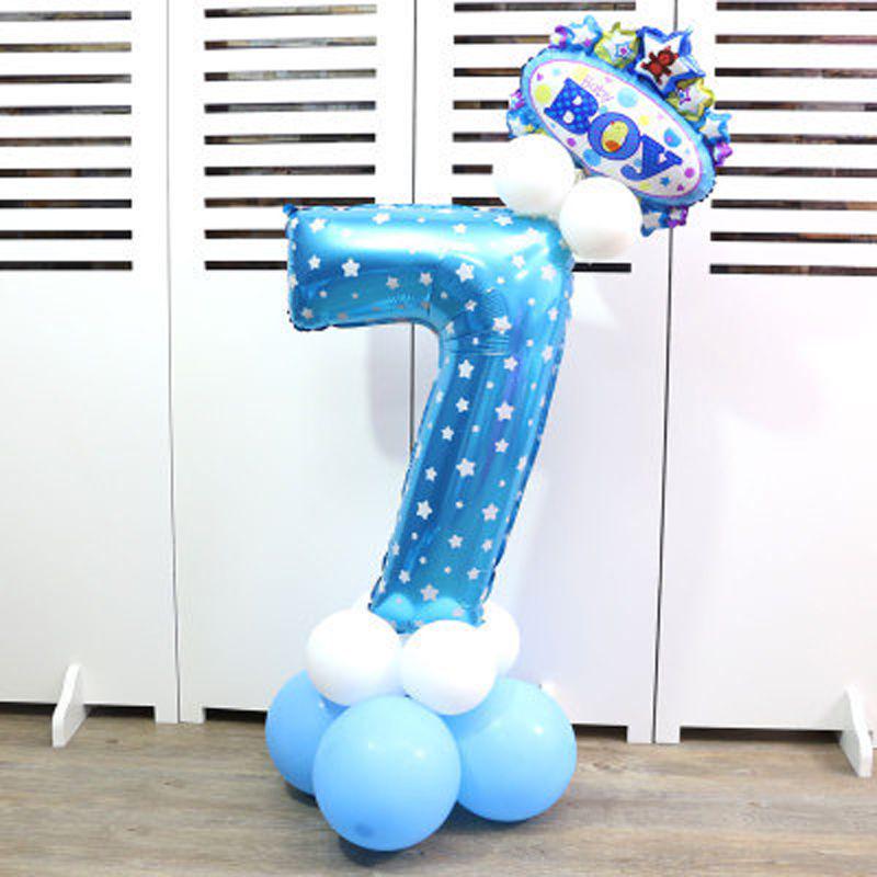 Elegant 32" Number Foil Balloon For Birthday Wedding And Party Decor Blue/pink