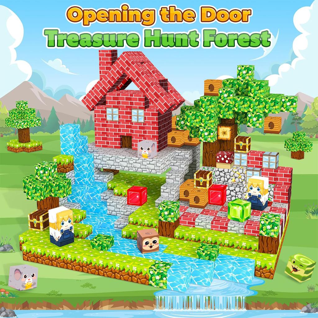 Magnetic Building Blocks 60-160PCS Magnet Cube Set for Boy Girl Kid Age 3+ DIY Model Children Stem STEM Sensory Toy Gift