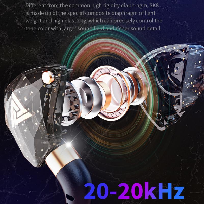 QKZ SK8 Heavy Bass Headset Computer Game Line Control mit Weizenbewegung In-Ear-Kopfhörer