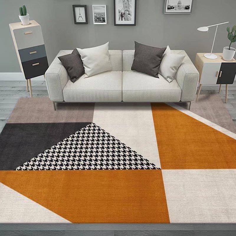 Soft Orange Living Room Carpet European Geometric Home Decoration Rug Washable Cloakroom Floor Mat Large Size Bedroom Rugs 2x3m