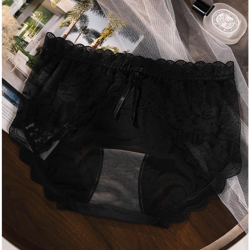 Plus Size Women's Cotton 7A Antibacterial Sexy Lace Pure Mesh Underwear