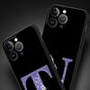 Letters Purple Flower Phone Case For iPhone 17 16 15 Pro Max 11 12 13 14 7 8 Plus SE 2020 X XR XS Cover Soft Black