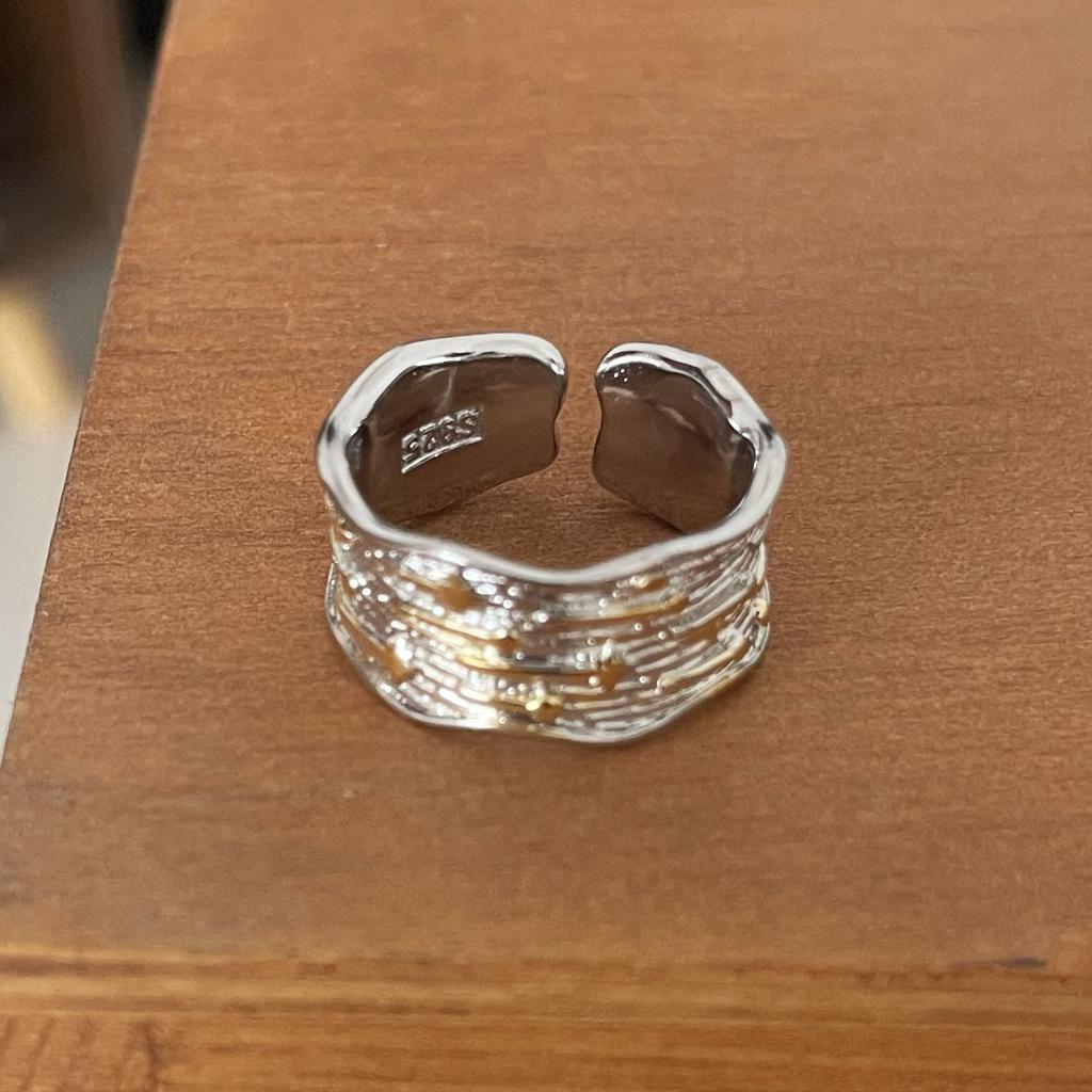 925 Sterling Silver Rings For Women Men Fine Jewelry Finger Adjustable Open Gold Star Ring For Party Birthday Gift