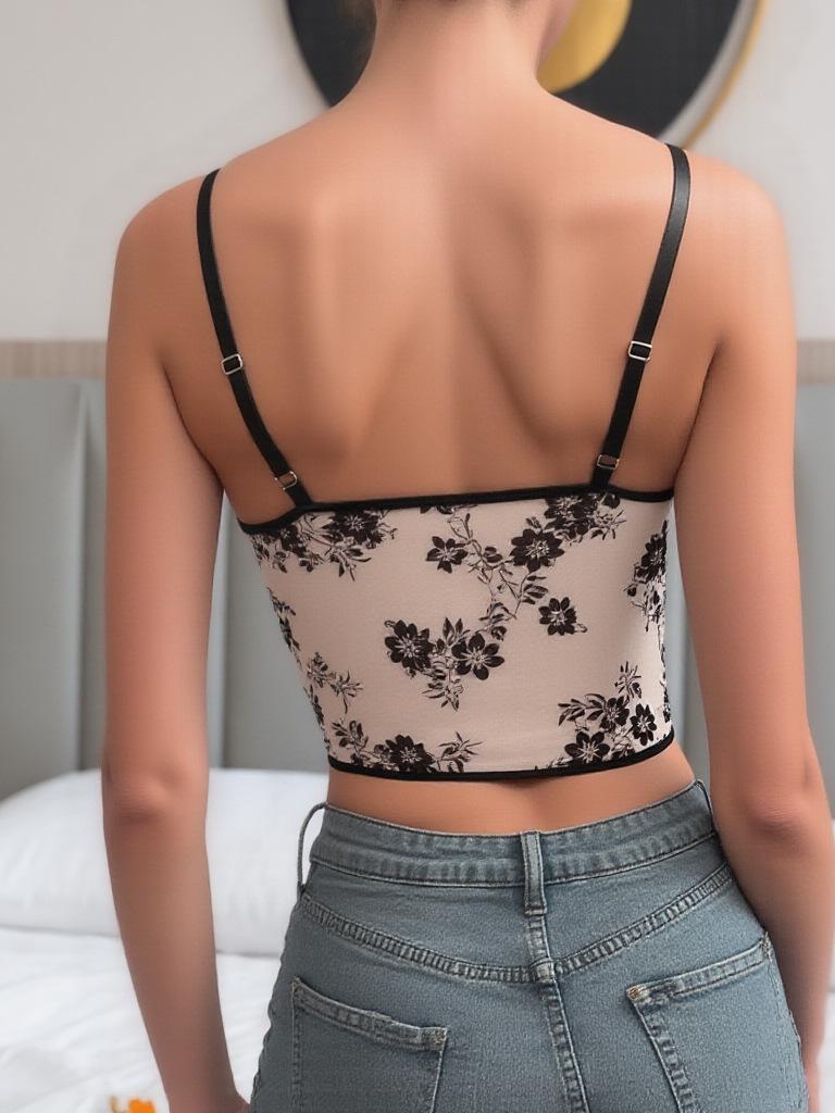 TEMU Velvet Embroidered Underwire Corset Vest for Women