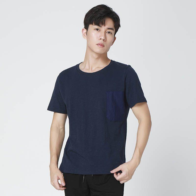 Menseye Youth Pocket Decoration Casual Short-Sleeved T-shirt