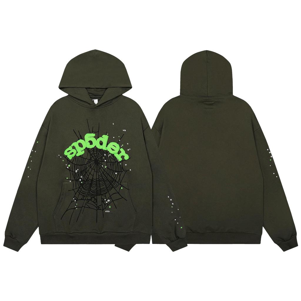 Spider Web Foam Letter Print Terry Cloth Hoodie for Men & Couples