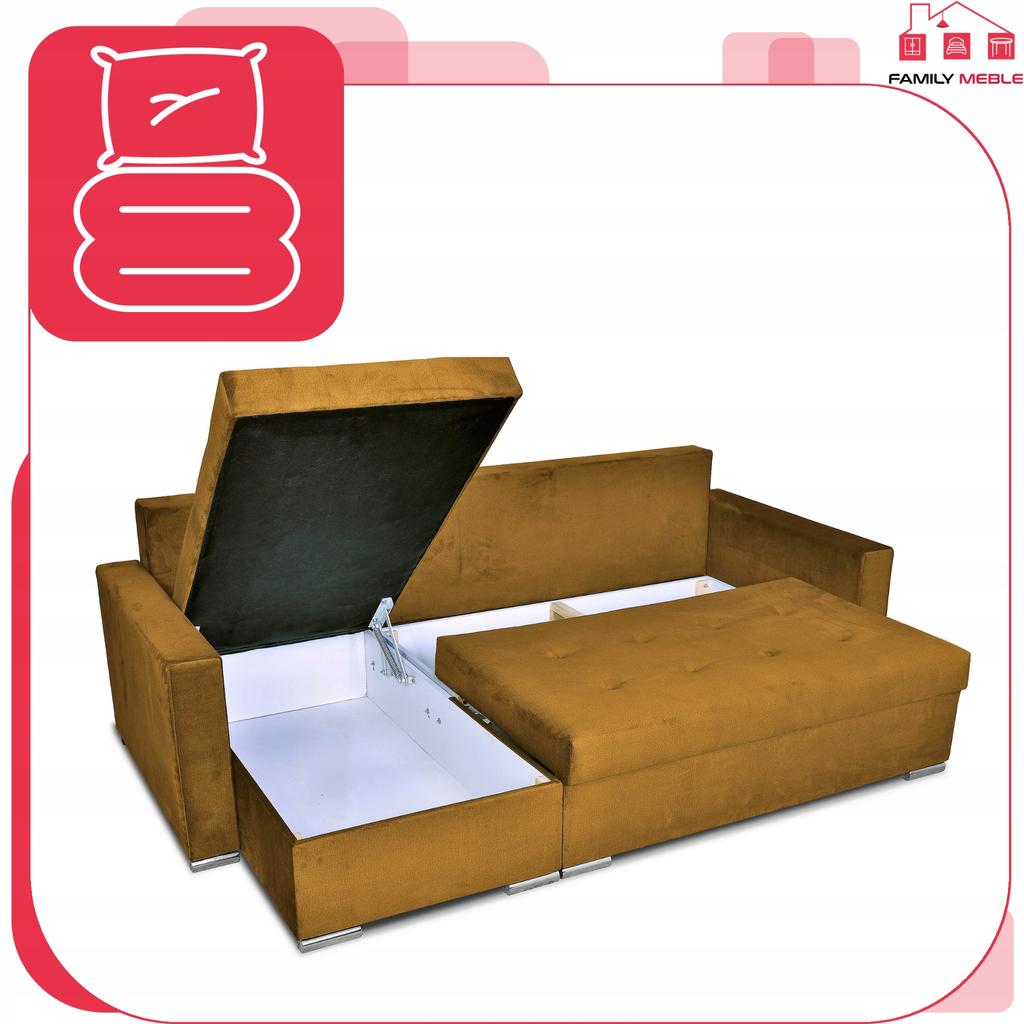 Varius Corner Sofa Bed with Sleeping Function Family Furniture Cornea Golden Yellow