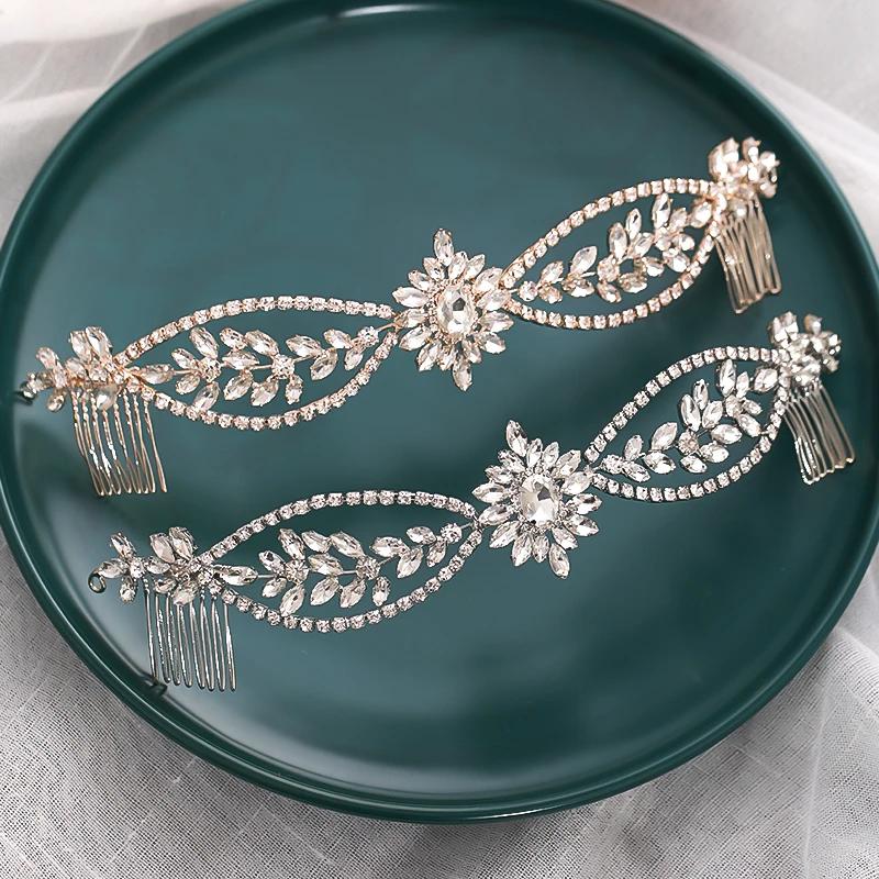 Silver Color Rhinestone Crystal Headbands Hairbands Tiaras For Women Bride Party Wedding Bridal Hair Accessories Jewelry Band