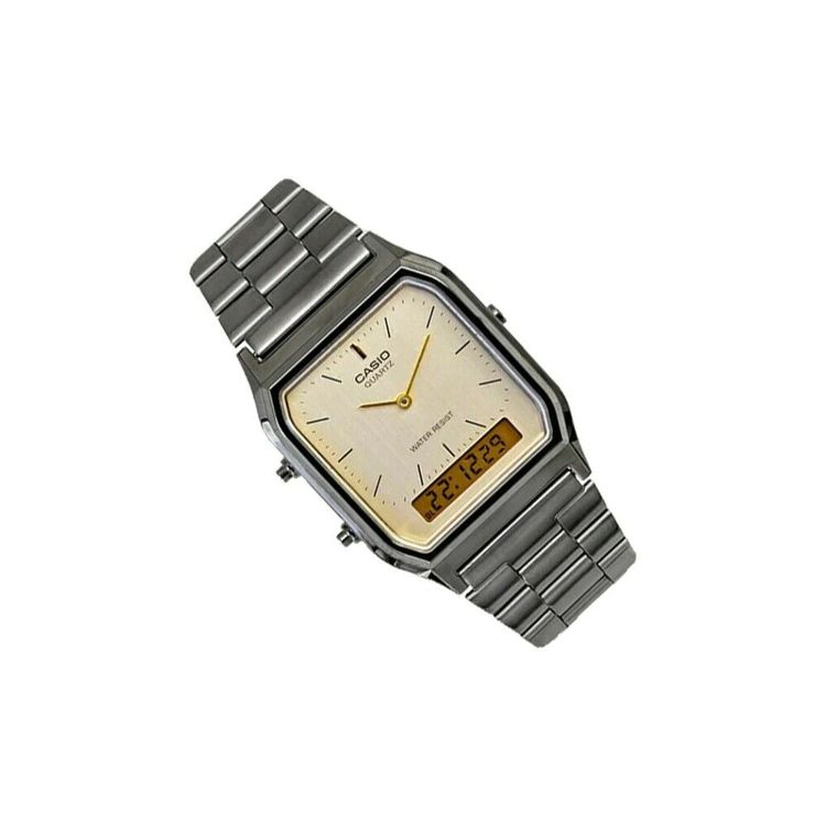 Casio Youth Series Square Dial Dual Display Business Fashion Retro Casual Quartz Movement Men Watches White AQ-230GG-9A