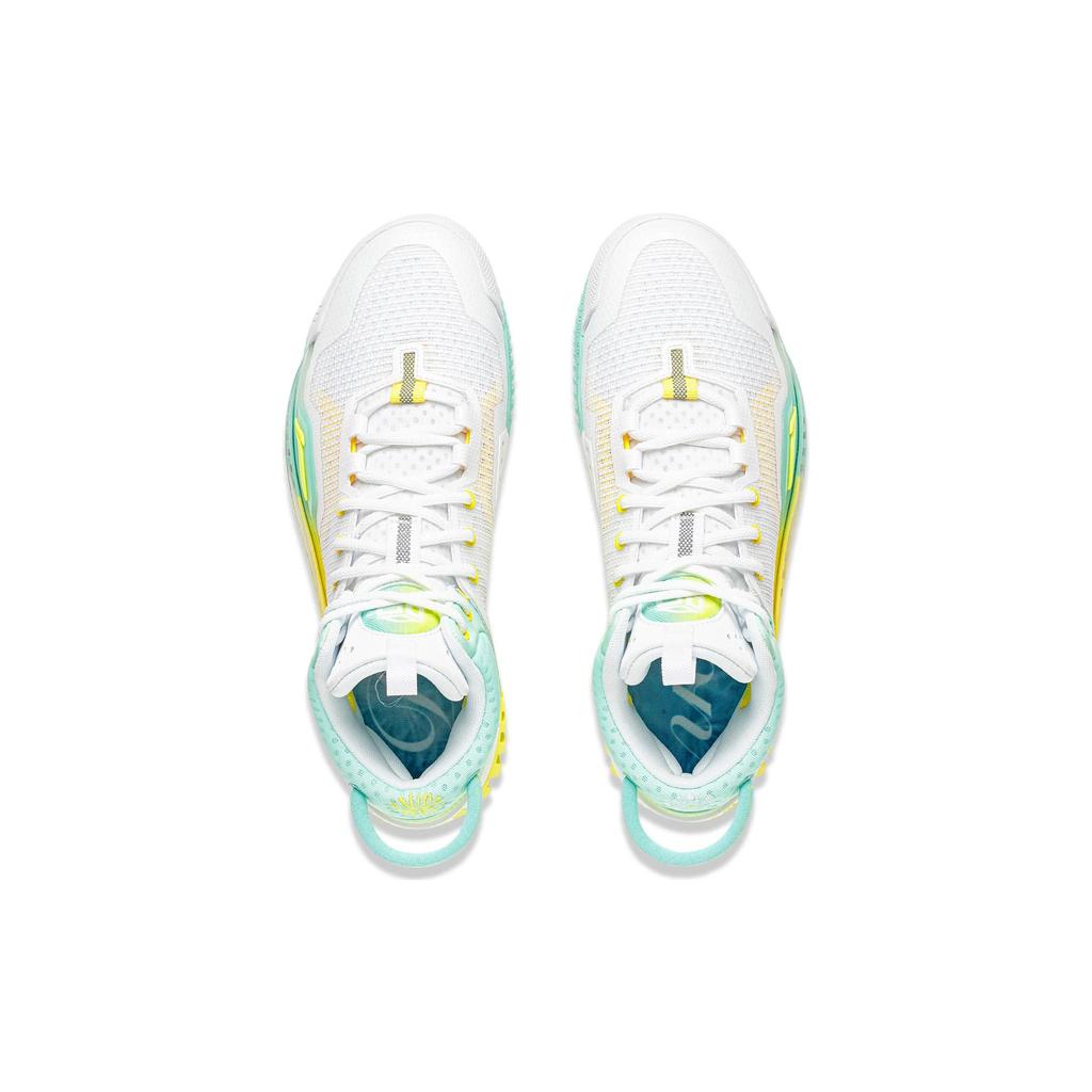 New LiNing Badfive 3 Cushioning, Slip Resistant, And Abrasion Resistant Mid Top Basketball Shoes Men's White Green Yellow ABFT005-9