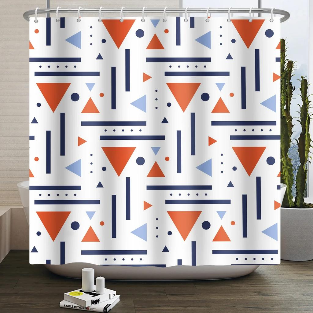 Geometric Shower Curtain Modern Abstract Brown Marble Luxury Gold Bronze Bathtub Screen Waterproof Bathroom Decor