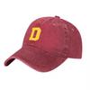 D Letter Logo Washed Canvas Baseball Cap Unisex Adjustable Fit Vintage Style Outdoor Sun Protection Hat for Unisex and Women