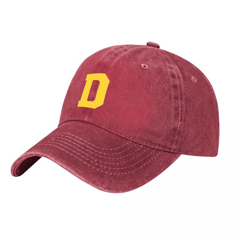 D Letter Logo Washed Canvas Baseball Cap Unisex Adjustable Fit Vintage Style Outdoor Sun Protection Hat for Unisex and Women