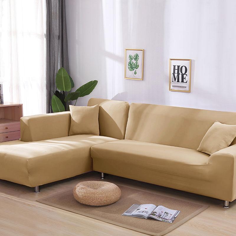Grey Plain Color Elastic Stretch Sofa Cover Need Order 2Piece Sofa Cover If L-style Fundas Sofas Con Chaise Longue Case for Sofa