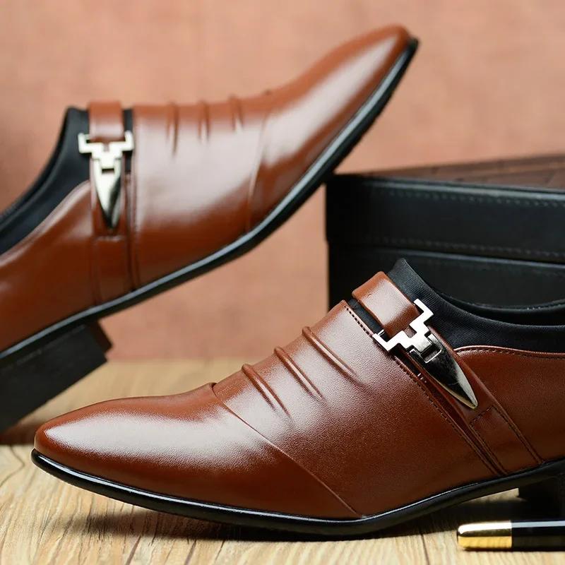 Leather Shoes Men Formal Dress Shoes Luxury Business Oxford Male Office Wedding Dress Shoes for Men Spring New 202