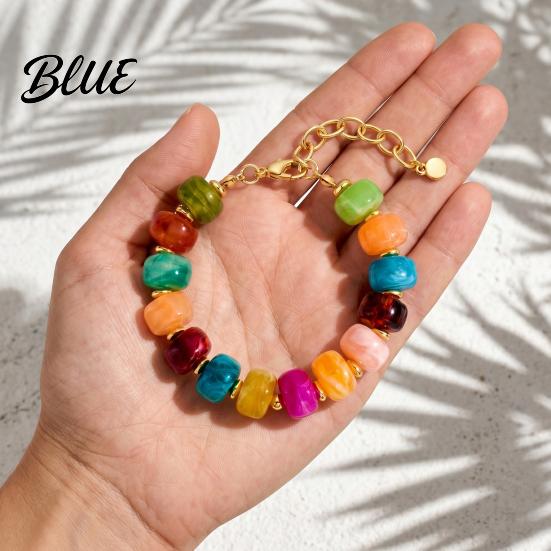 Shiny Luster Bracelet Boho Beaded Bracelets Colorful Acrylic Beads Adjustable