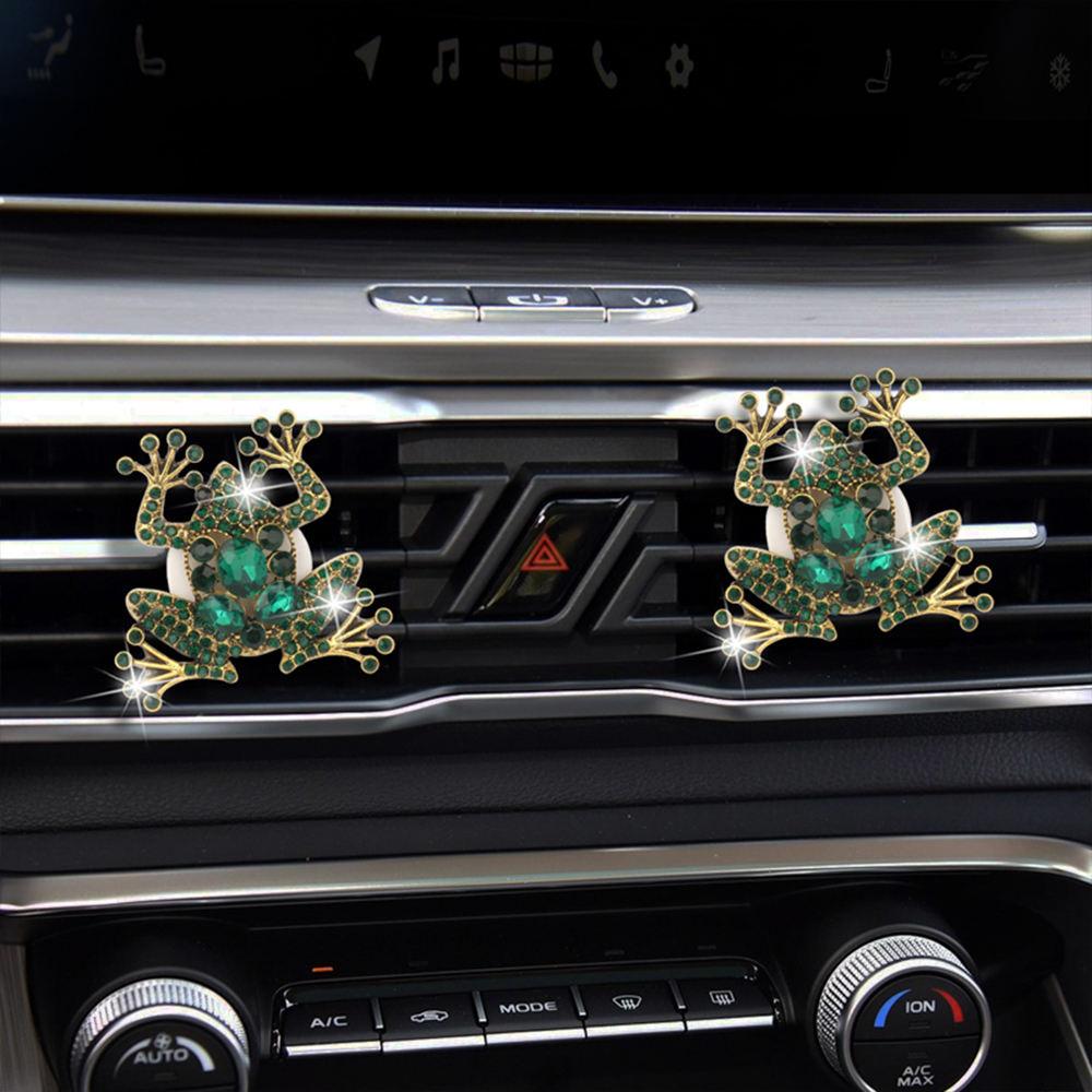 1 Buc Clip Drăguț Broască pentru Gura de Ventilație Auto, Clip Bling Odorizant de Aer, Difuzor Auto cu Strasuri, Decorațiune Creativă Accesorii Interioare Auto