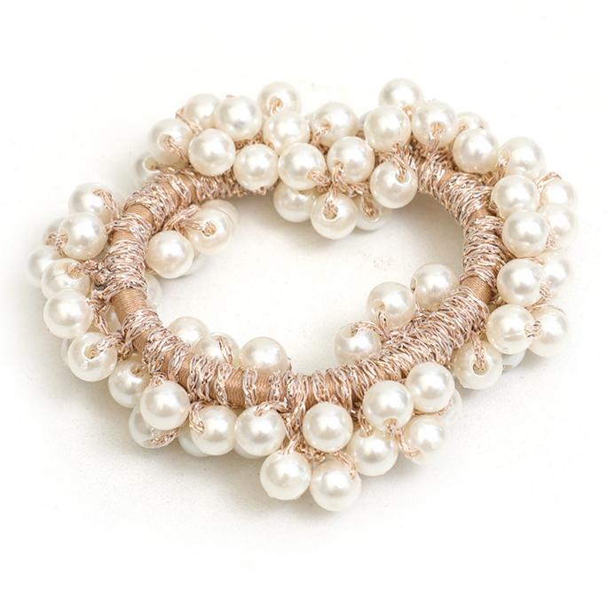 Pearl Hair Bands Women Girls Scrunchie Ponytail Holder Pearl Beads Women Hair Bands Elastic Rubber Rope Ties Hair Accessories 1PC