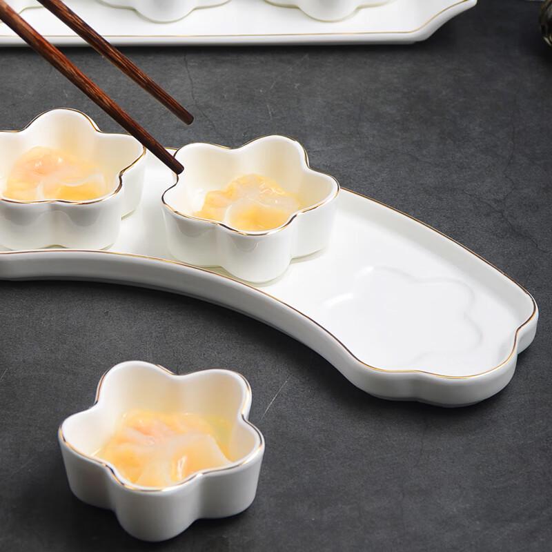 Ceramic Three-Compartment Dipping & Snack Dish