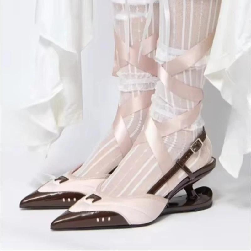 Fashion Mary Jane Bow Knot Slip On Strange Heel Sexy Lady Pumps 2025 New Pointed Toe All-Match Casual Shoes Sport Sneaker High Heels