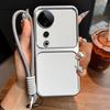Luxury Big Window Phone Case with Lanyard for Vivo V40 Premium Textured Casing