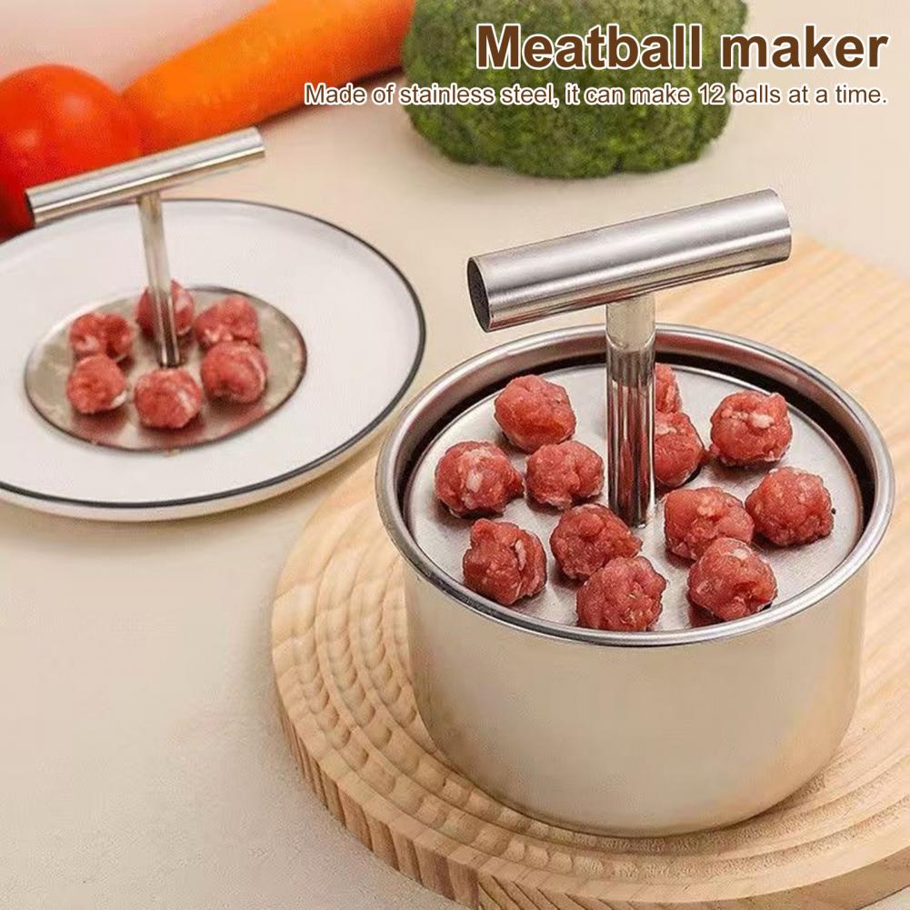 Meatball Maker 6/12 Balls Stainless Steel Manual Meat Machine Press Extruded Meatball Making Tool For Kitchen Dumplings Pastries
