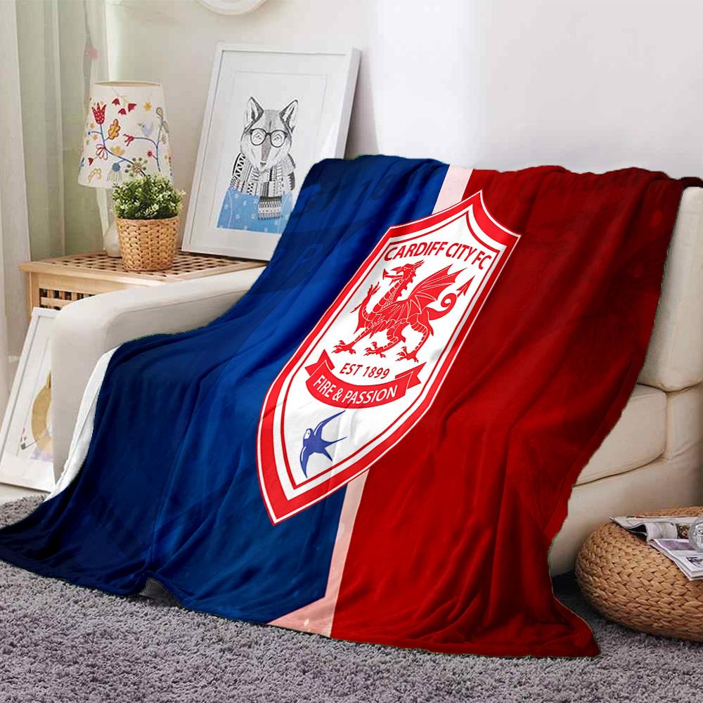 Football Club Cardiff Flannel Blanket, Soft Polyester, Modern Design, All-Season for Camping, Travel, Gifts for holidays or birthdays