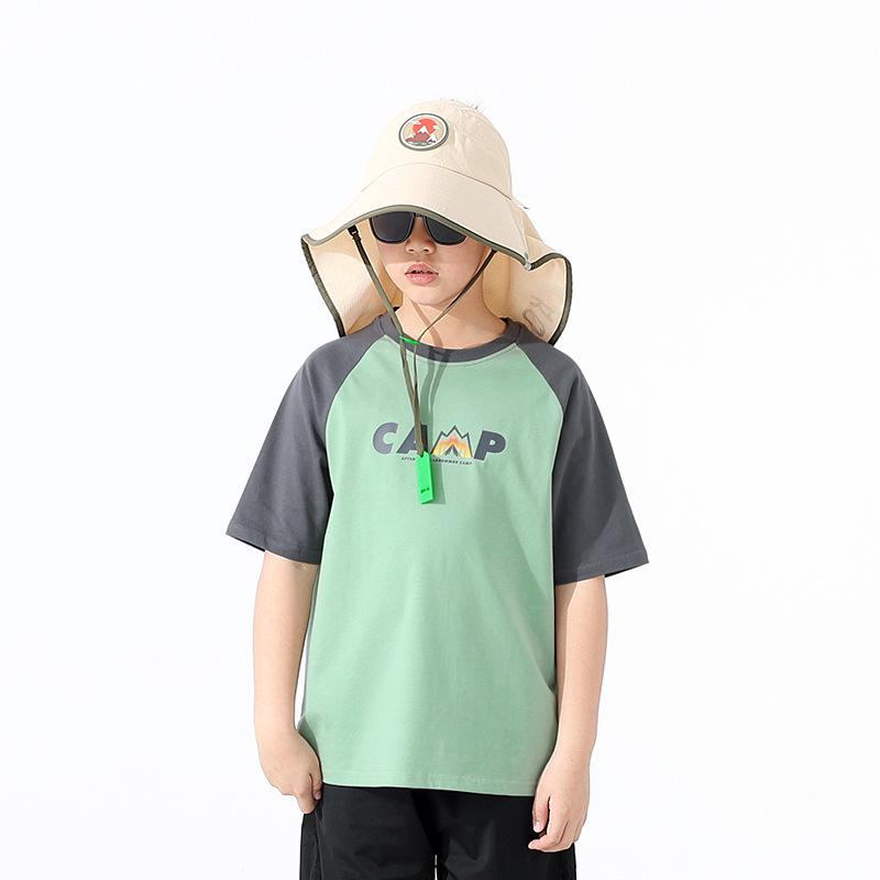 

Летний спортивный топ для мальчиков с цветными блоками – Дышащий, свободного кроя, с коротким рукавом для детей 140 cm