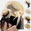 Zomer Klassieke Striklint Strooien Hoeden Voor Vrouwen Meisje Elegant Rond Plat Dak Brede Rand Zonnehoed Vrouwelijke Strand Fedora Panama Pet