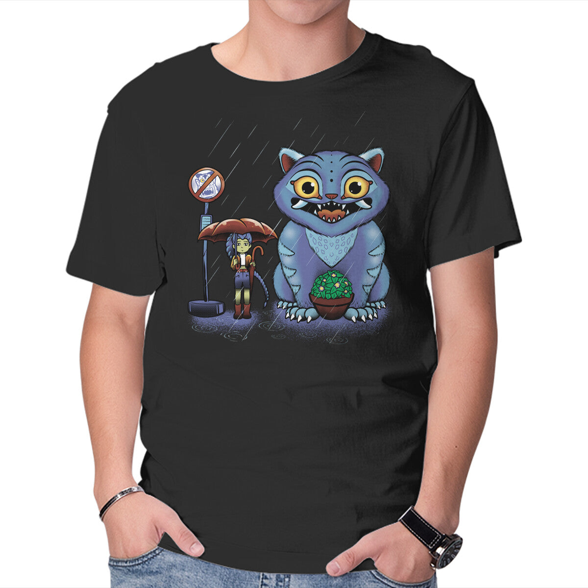 Unisex Crew Neck T-Shirt My Neighbor Derpy Graphic Short Sleeve Casual Tee L