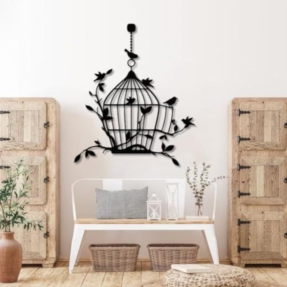 Rust Proof Coating Wall Decor Birdcage Pattern Metal Sign High Quality Metal Wall Art  Living Room