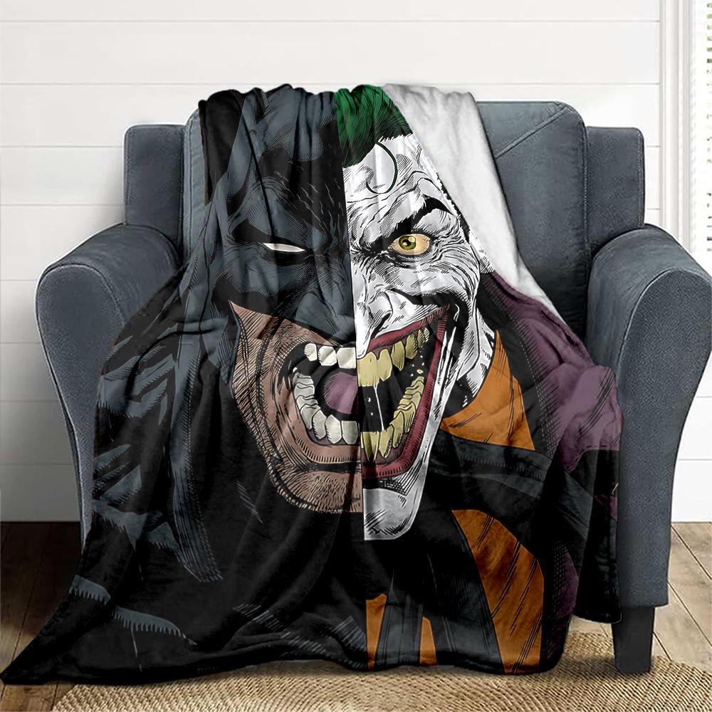 1pc Batman Joker Flannel Throw Blanket - HD Printed Lightweight Soft Warm All-Season Blanket for Sofa, Bed, Travel, Camping191