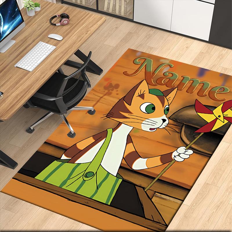 Custom Name Pettson and Findus Printed Carpet, Rug for Office Chair Living Room Bedroom Kitchen Room Decor Gifts.