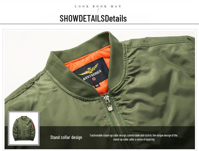 Men's Plus Size Stand Collar Cotton Jacket - Autumn/Winter Casual Loose Fit, European/American Style, Aviator Design, Available Up To 6XL.