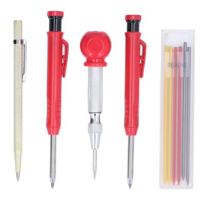 10Pcs Scriber Marking Kit Carpenter Pencils Kits with Mechanical Carpenter Pencil 3 Color Marker