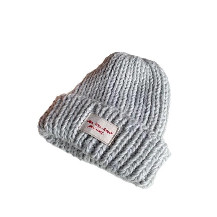 Big Head Circumference Patch, Blue Knitted Wool Hat, Women's Face In Autumn and Winter, Small Versatile Hat, Ear Protection, Cold Hat