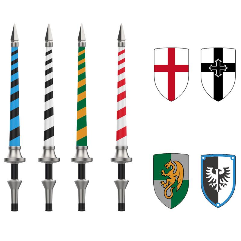 Medieval Castle Soldier Military Accessory Building Blocks Dragon Black Eagle Knight Figures Shield Spear Armor Army Bricks Toy