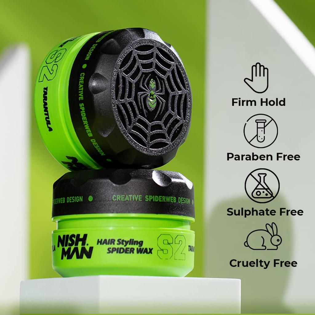 Nishman Hair Styling Spider Wax Tarantula 100g: Web Effect | Volume | Shine Hair Style | 100g/100ml