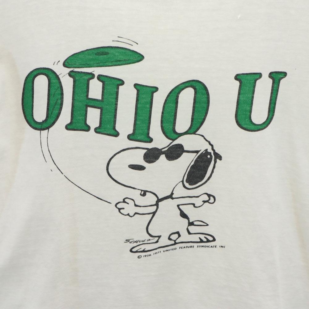 Champion 70s Bartag Snoopy College Ringer Made In USA Short Sleeve T-shirt Men's Used