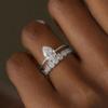 Huitan Noble 2Pc/Set Rings for Women Gorgeous Bright Pear Shaped Cubic Zirconia Accessories Charms Eternal Wedding  Set