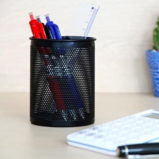 Round Mesh Pencil Pen Stationery Holder Container Organizer Office Supplies