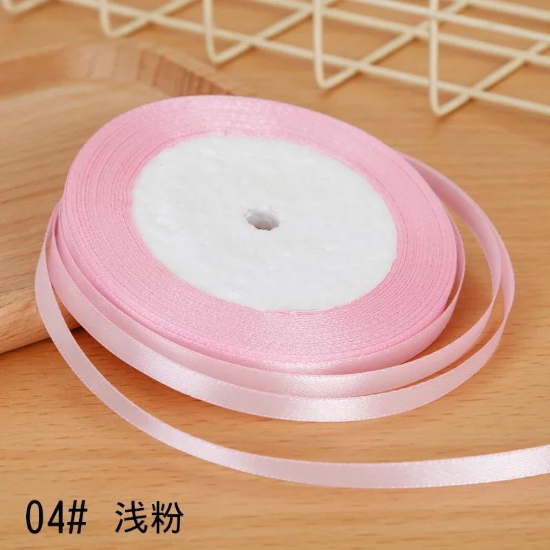 6mm Satin Ribbon DIY Artificial Silk Material Christmas Halloween Wedding Birthday Party DecorationHandmade Bows Gift Wrapping