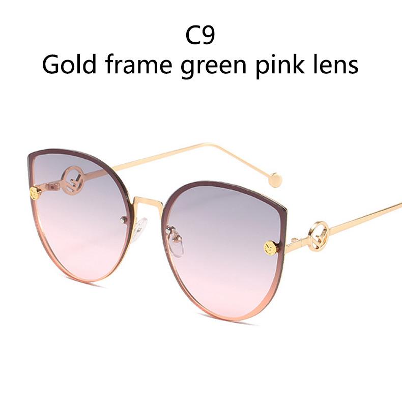 Colors Metal Sunglasses Women Luxury Cat Eye Brand Design Mirror Rose Gold Vintage Cateye Fashion Sun Glasses Lady Eyewear