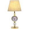 European Bedroom Crystal Desk Lamp with Clock Desk Decorative Bedside Lamp