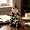 Dwarf Resin Sculpture Gnome Riding Retro Motorcycle Figurine, Motorbike Statue Miniature Sculpture, Ornament for Home Office Desk Bookshelf