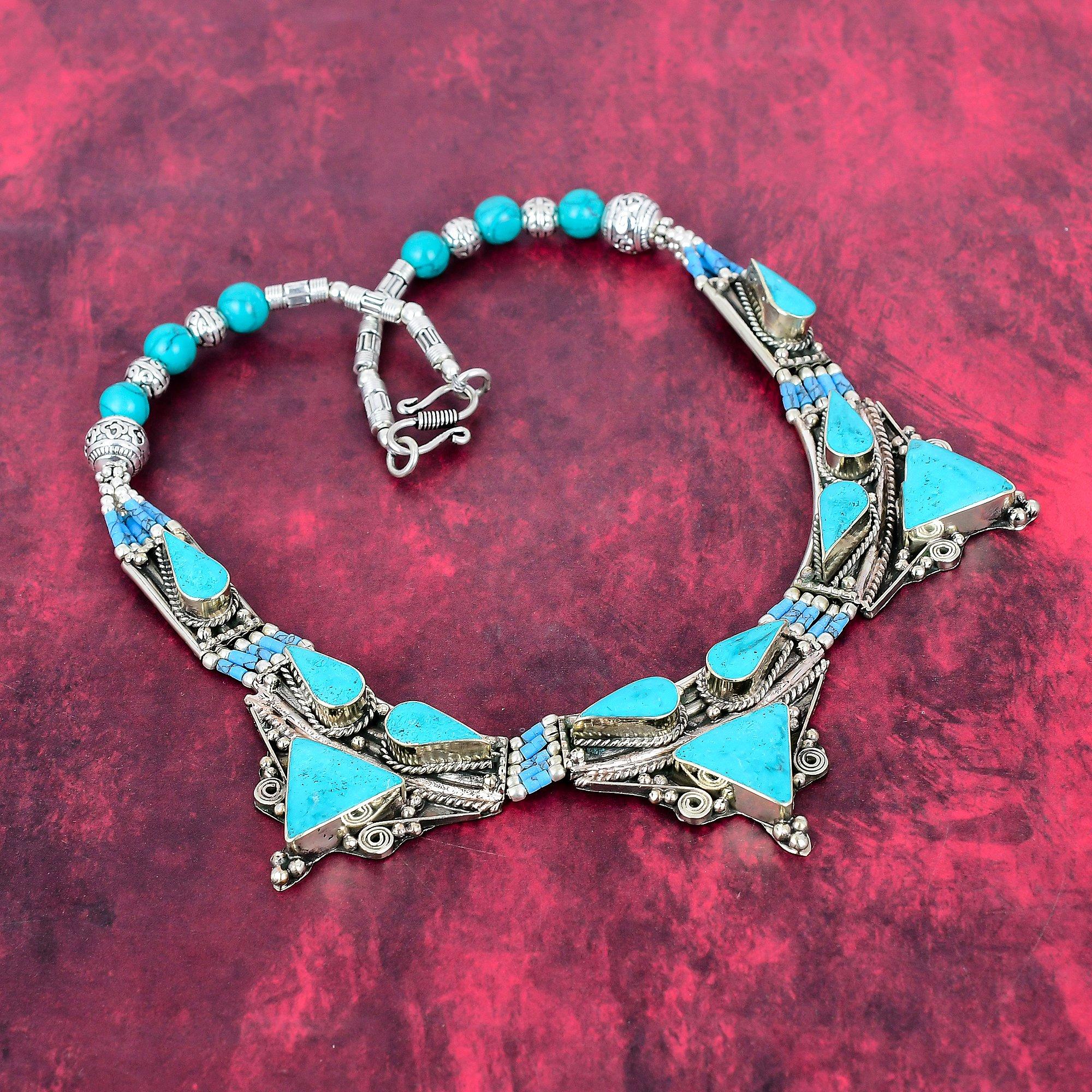 

Ожерелье из тибетской бирюзы, ювелирные изделия из драгоценных камней, ожерелье из цельного серебра 925 пробы, ювелирные изделия ручной работы, ожерелье из драгоценных камней