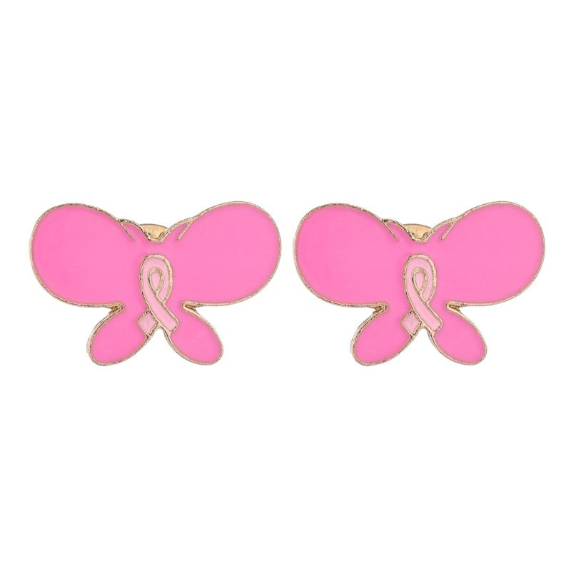 10Pcs Cancer Awareness Ribbon Brooch Pins For Women Butterfly Shape Decorative Lapel Pin For Clothing Embellishments