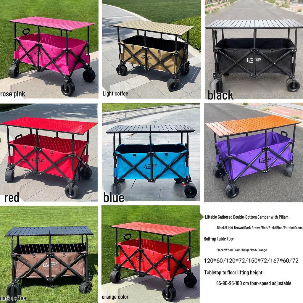 Road Winner Folding Camping Cart: 120-150-167 Versatile Tabletop for Outdoor Markets