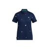 Pattern Embroidered Slim Fit Short Sleeve Polo Shirt Women Polo Shirts Navy-Blue HT6876