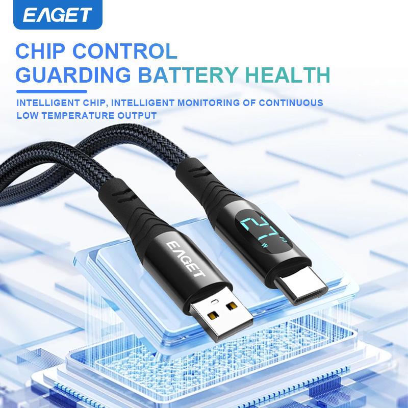 100W Fast Charging USB-C to Lightning Cable - Digital Display Nylon Braided Cable for Android iPhone 15 & More
